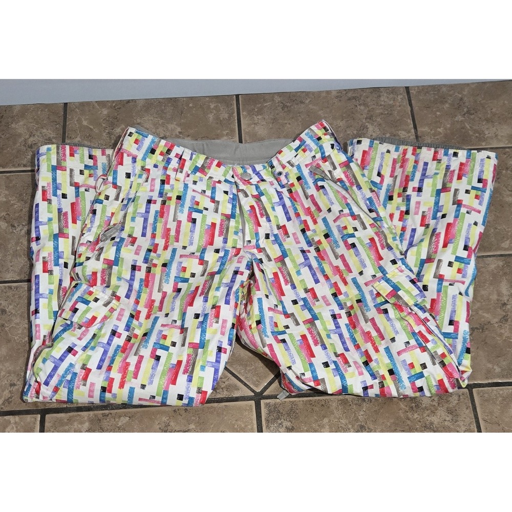 Burton Dryride Kids XL Snow Pants Multi Color Confetti Print Insulated Cargo